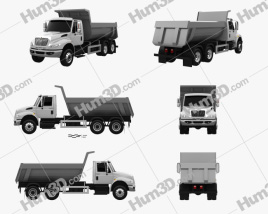 3D model of International DuraStar Dump Truck 3-axle 2015 Blueprint Template