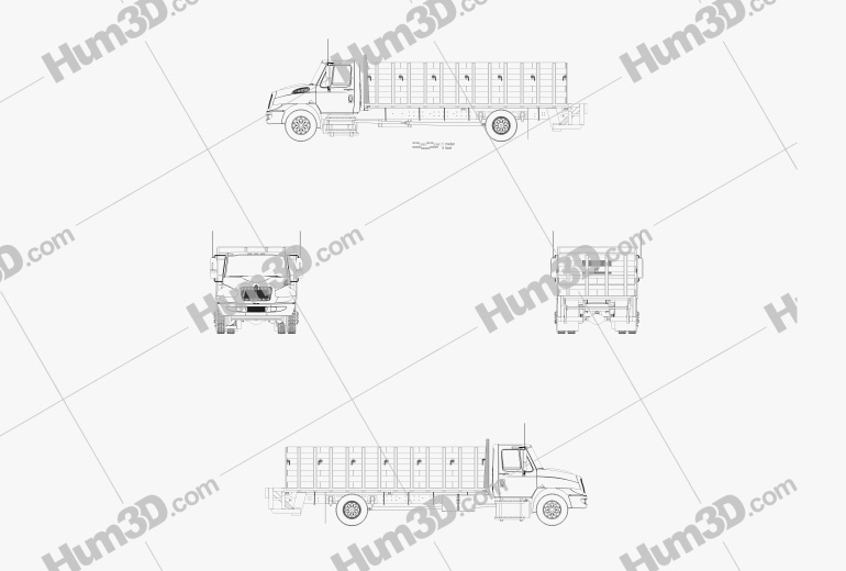 International DuraStar フラットベッドトラック 2002 設計図