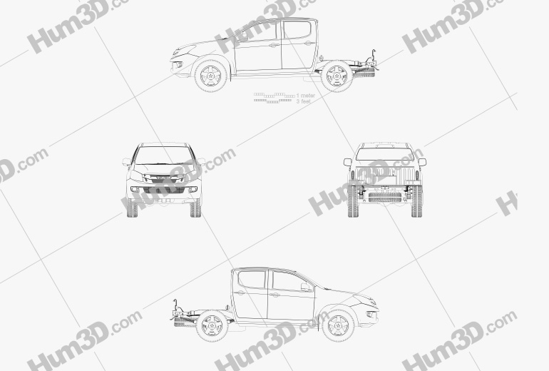 Isuzu D-Max Double Cab Chassis 2014 Blueprint