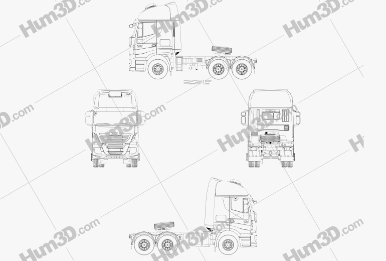 Iveco Stralis Tractor Truck 2012 Blueprint