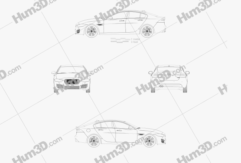 Jaguar XE 2015 Disegno Tecnico
