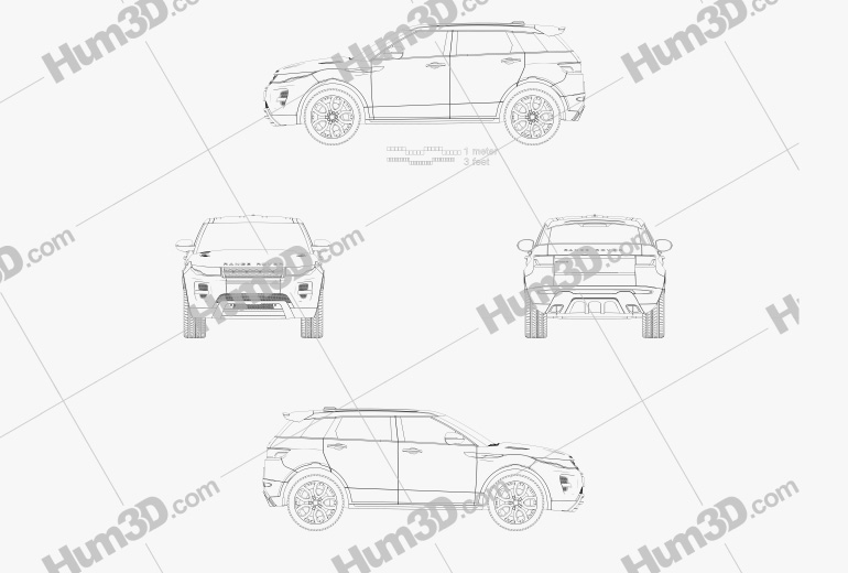 Range Rover Evoque 2012 5-Türer Blaupause