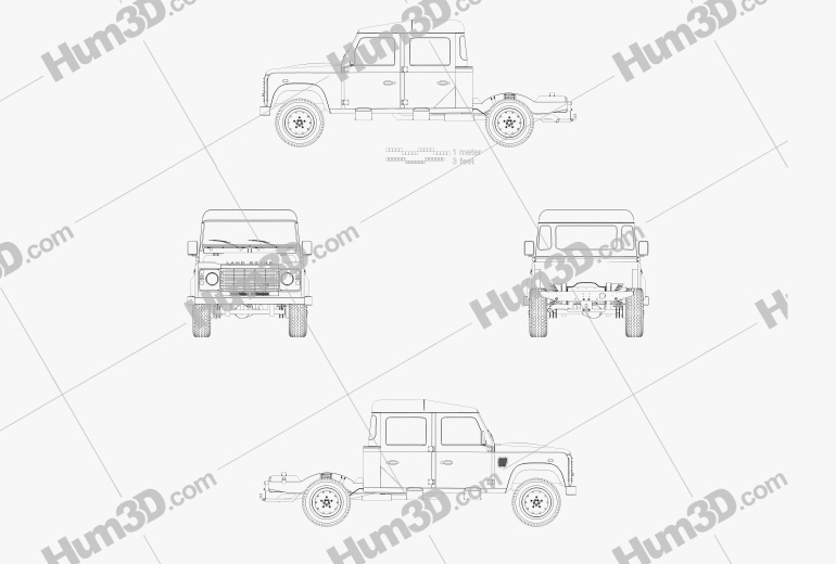 Land Rover Defender 130 Double Cab Chassis 2014 Blueprint