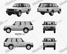 3D model of Land Rover Range Rover 1994 Blueprint Template