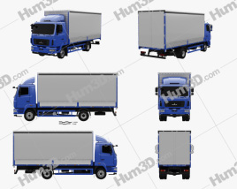 3D model of MAZ 4381 Box Truck 2017 Blueprint Template