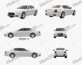 3D model of Maserati Quattroporte 2014 Blueprint Template