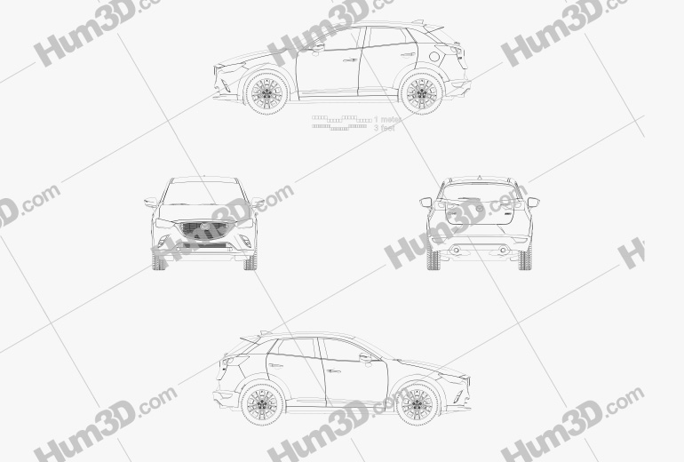 Mazda CX-3 2016 테크니컬 드로잉