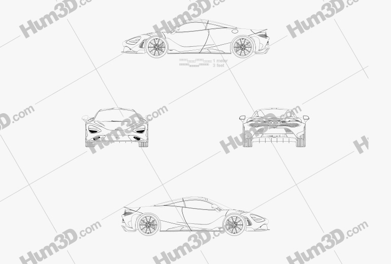 McLaren 765LT 2022 Blueprint - 3DModels
