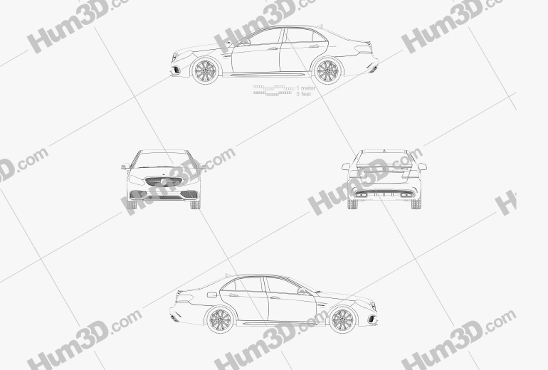 Mercedes-Benz E-class 63 AMG 2016 Blueprint