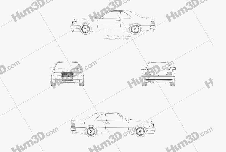 Mercedes-Benz Classe E AMG widebody coupé 1988 Plan