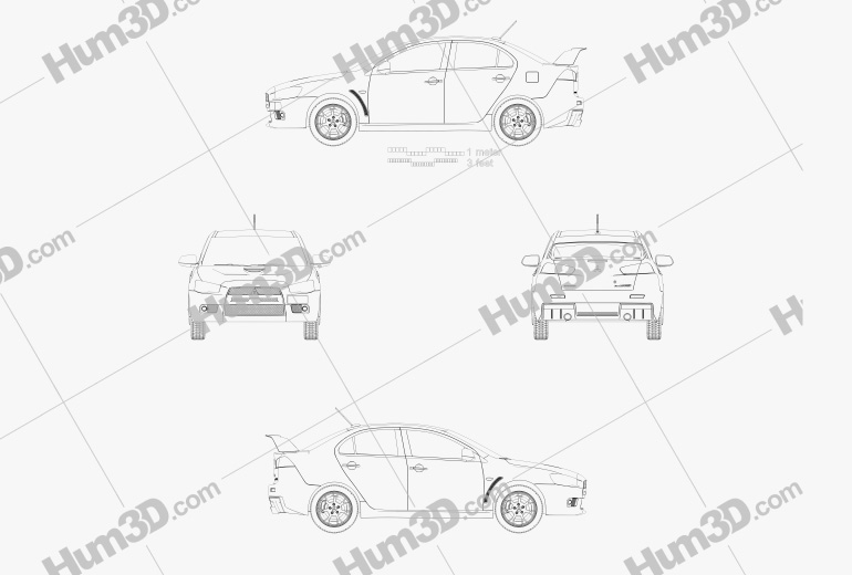Mitsubishi Lancer Evolution X 2014 Blueprint