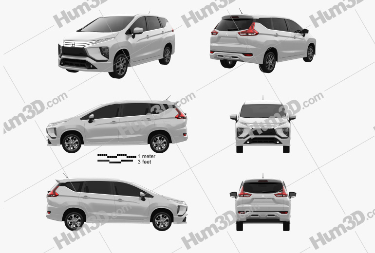 Mitsubishi Space Star 2019 Blueprint - Download free blueprint for 3D  modeling
