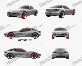 3D model of Opel GT 2017 Blueprint Template