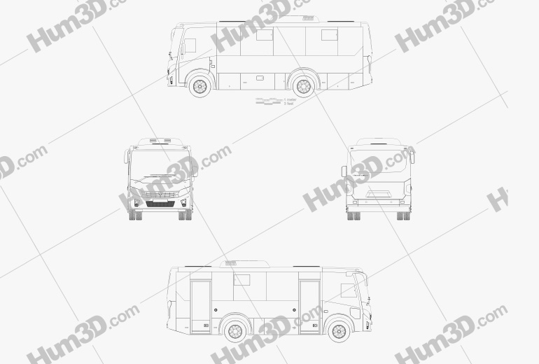 PAZ Vector Next Autobus 2017 Disegno Tecnico