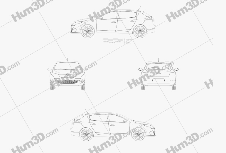 Renault Megane ハッチバック 2011 設計図
