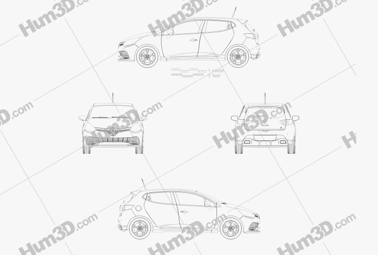 Renault Clio IV RS 2016 Blueprint