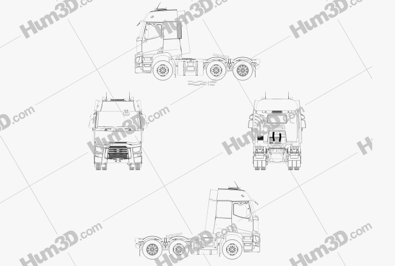 Renault T Tractor Truck 2016 Blueprint