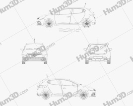 3D model of Renault Clio RS 5门 掀背车 2019 蓝图