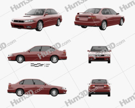 3D model of Subaru Legacy 1998 Blueprint Template