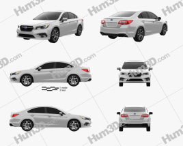 3D model of Subaru Legacy 2019 Blueprint Template