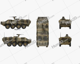 3D model of M1126 Stryker ICV with HQ interior Blueprint Template