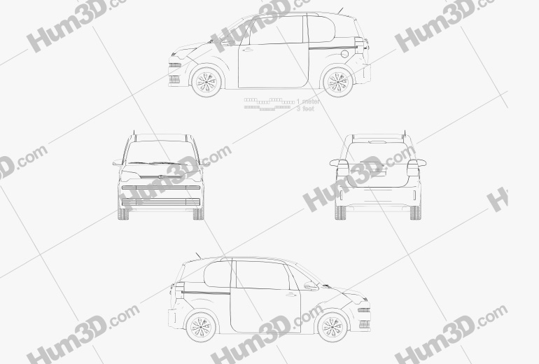 Toyota Spade 3 portes hatchback 2012 Plan