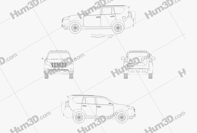 Toyota Land Cruiser Prado (J150) 5ドア 2014 設計図