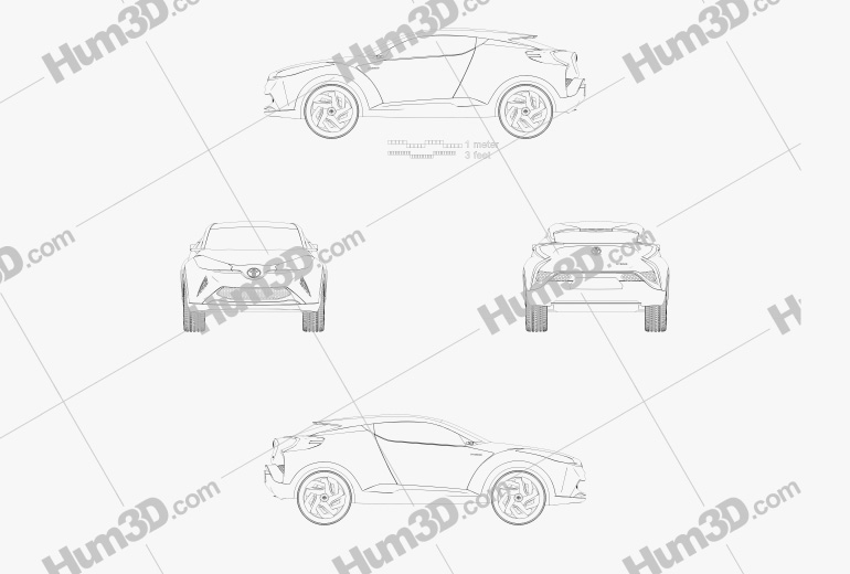 Toyota C-HR Concept 2014 Disegno Tecnico