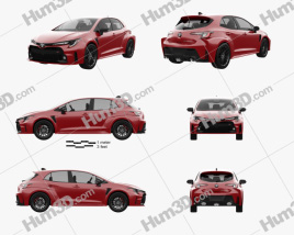 3D model of Toyota Corolla GR hatchback 2022 Blueprint Template