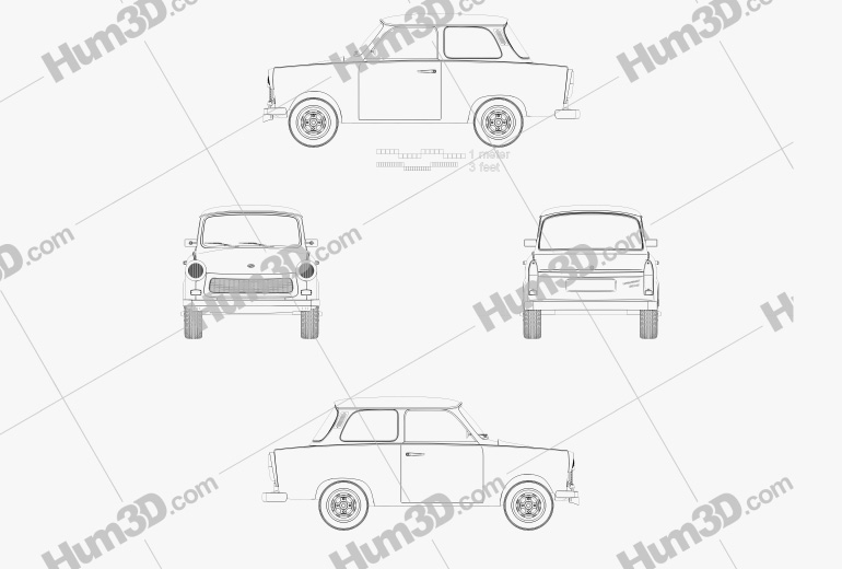 Trabant 601 sedan 1963 Blueprint
