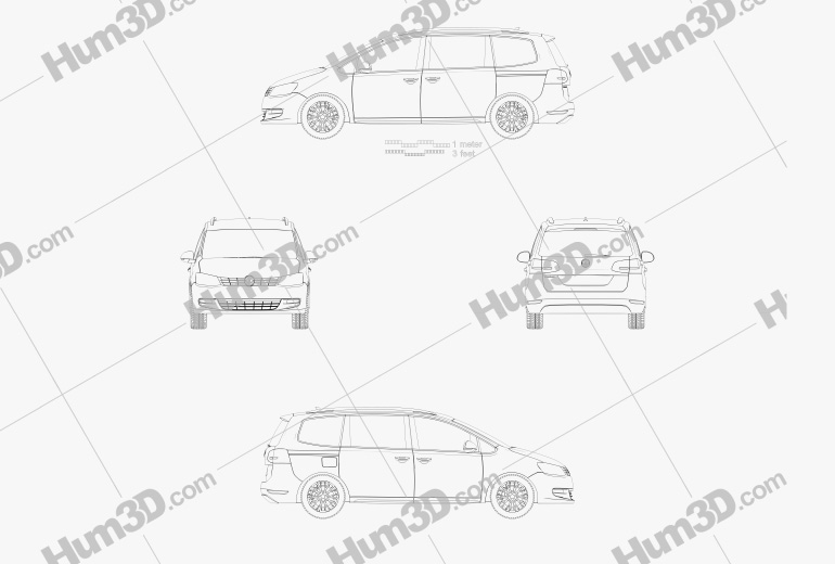 Volkswagen Sharan (Typ 7N) 2013 Blueprint