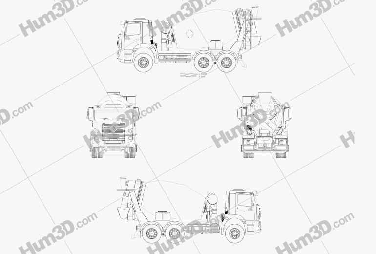 Volkswagen Constellation (26-260) Mixer Truck 3-axle 2016 Blueprint