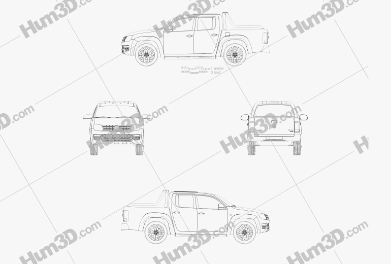 Volkswagen Amarok Crew Cab Ultimate 2021 Blueprint - 3DModels