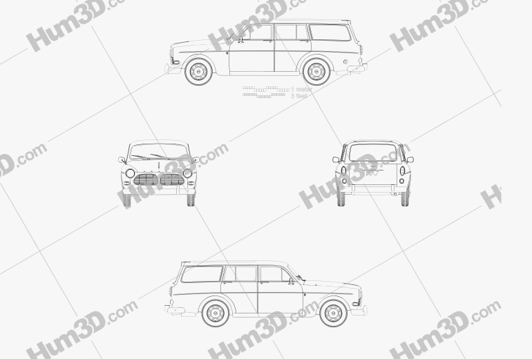 Volvo Amazon wagon 1961 테크니컬 드로잉