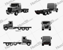3D model of Volvo VHD 300AF Chassis Truck 4-axle 2021 Blueprint Template
