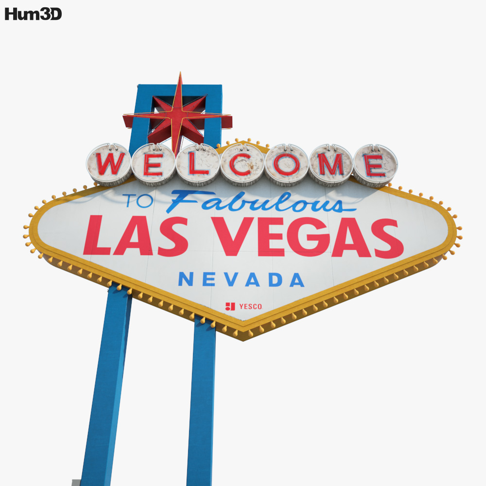 Welcome to LAS VEGAS sign - 3D - #3 - night space Stock Illustration