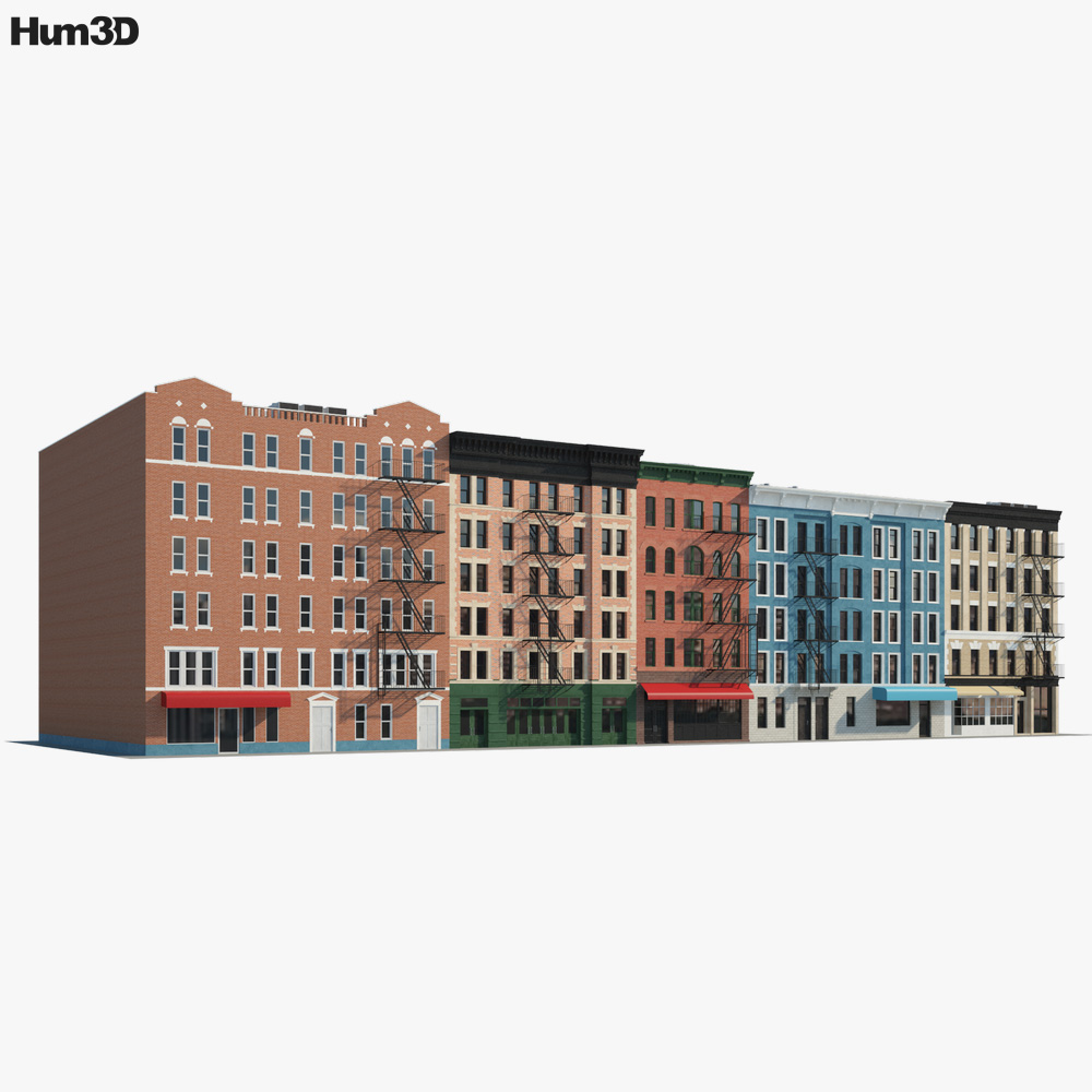 Brick buildings 3D model