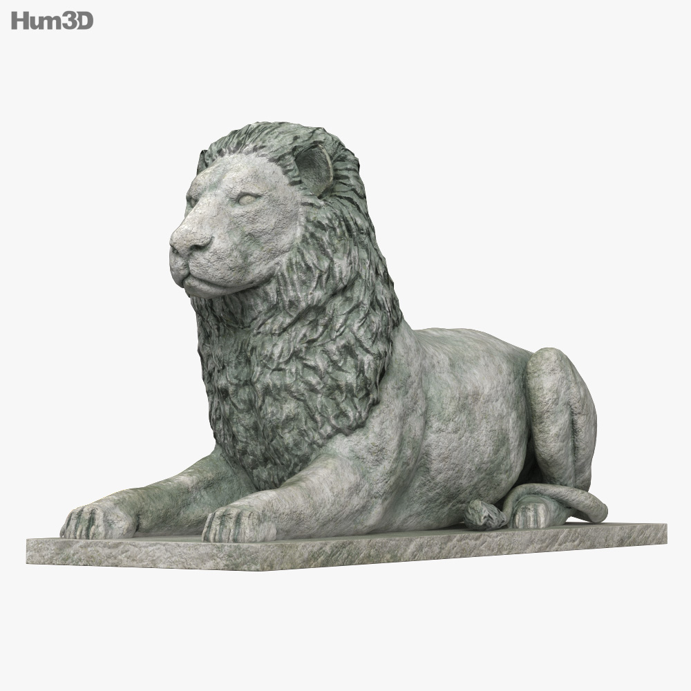 Escultura de leão deitado Modelo 3d