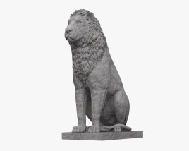 Sitting Lion Sculpture 3D model
