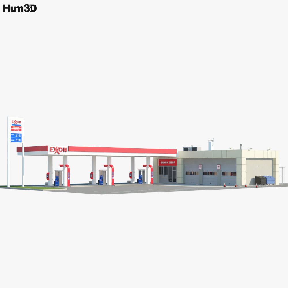 Exxon gas station 3D model