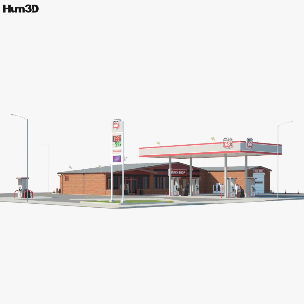 Phillips 66 gas station 3D model
