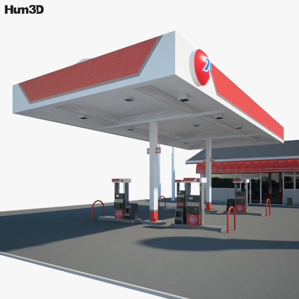76 gas station 001 3D model