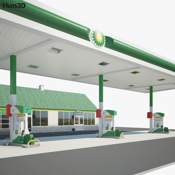 BP gas station 001 3D model