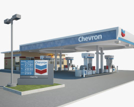 Chevron gas station 001 3D model