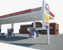 ESSO автозаправна станція 001 3D модель