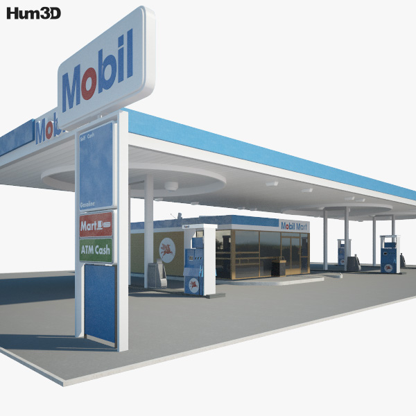 Mobil gas station 001 3D model