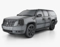 Cadillac Escalade ESV 2013 3D模型 wire render