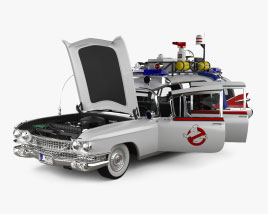 Cadillac Fleetwood 75 Ghostbusters Ectomobile with HQ interior and engine 1990 3D model