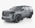 Cadillac Escalade ESV V 2024 3D模型 wire render