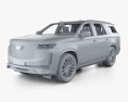 Cadillac Escalade Luxury with HQ interior 2024 3D模型 clay render